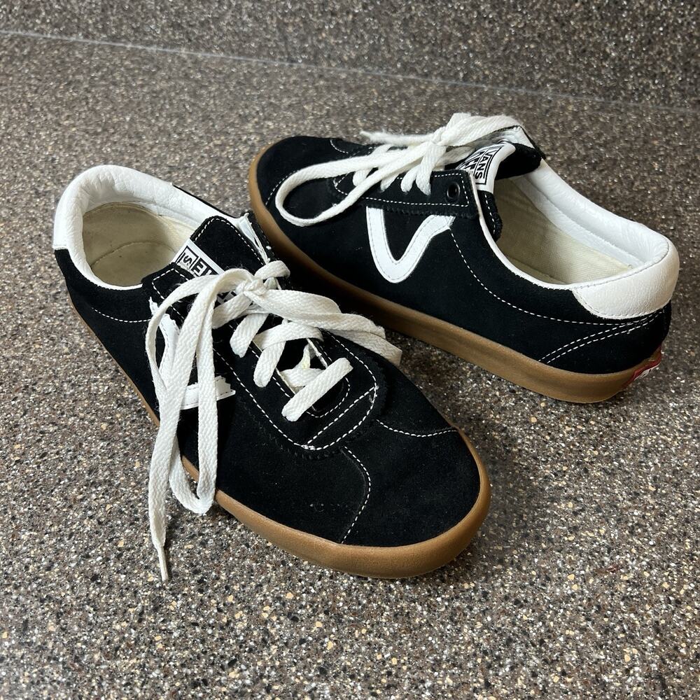 VANS OFF THE WALL Black Suede Skate Shoe Womens 8.5 Low Lace Up Mens 7 Lug Sole